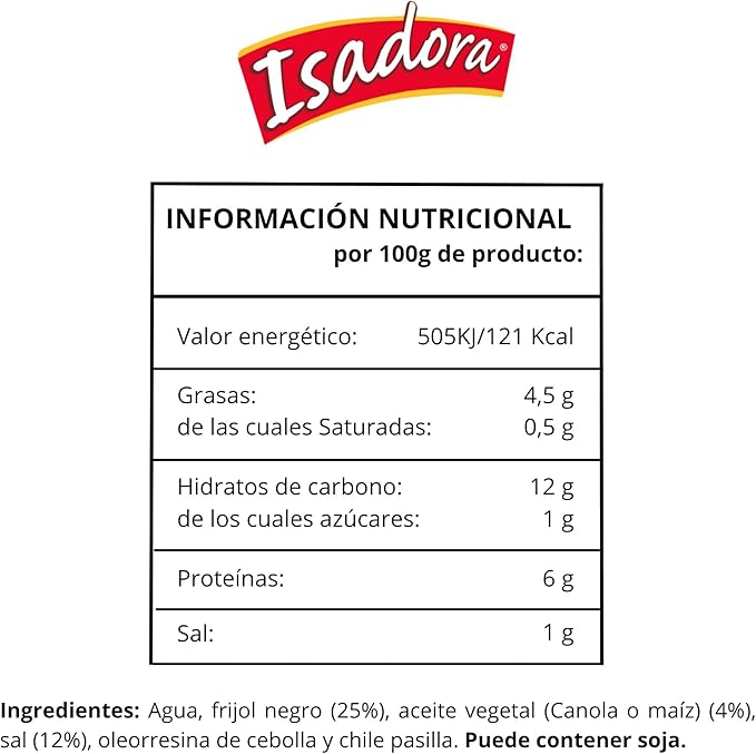 Frijol Negro Refrito 430 g - Isadora - Imagen 2