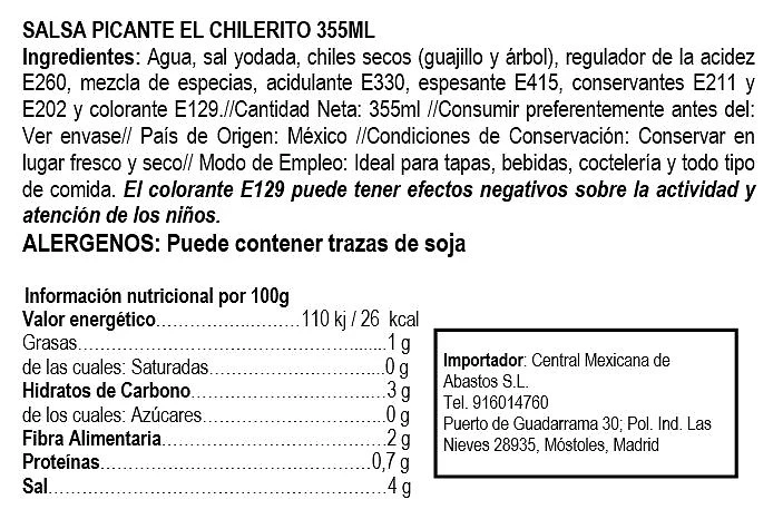 Salsa Picante 355 ml - El Chilerito - Imagen 2