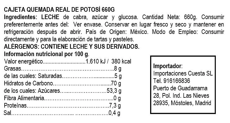 Cajeta Quemada 660g - Real del Potosí - Imagen 2