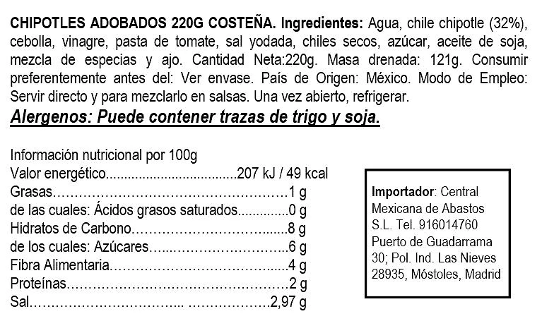 Chile Chipotle Adobado 220g- La Costeña - Imagen 2