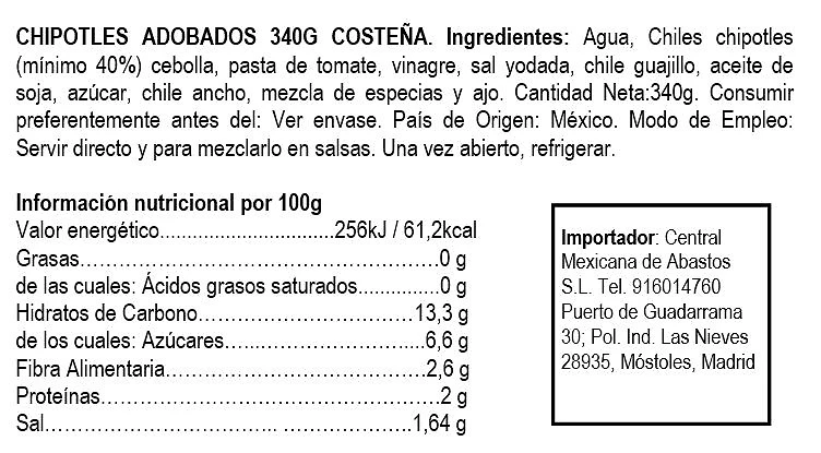 Chile Chipotle Adobado 340g- La Costeña - Imagen 2
