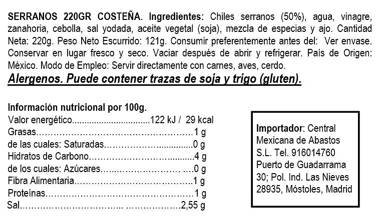 Chiles Serranos Enteros 220 g - La Costeña - Imagen 2