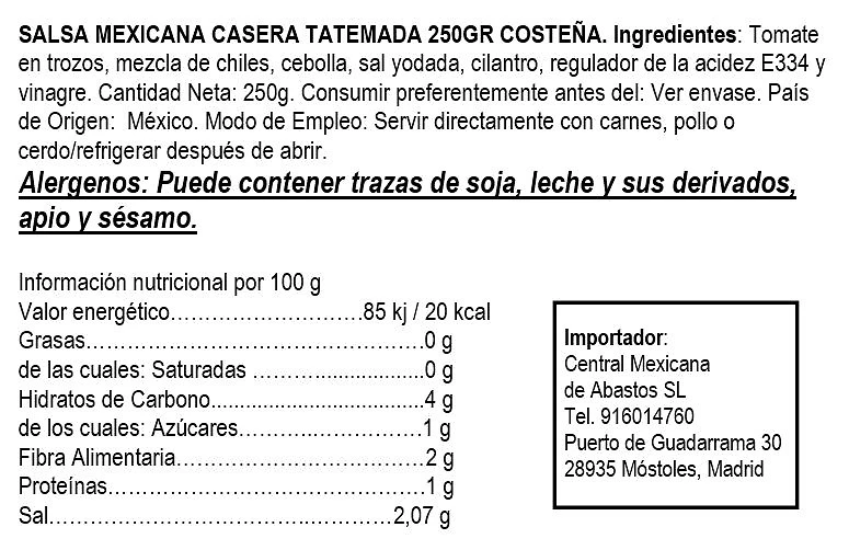 Salsa Casera Mexicana 250 g - La Costeña. - Imagen 2