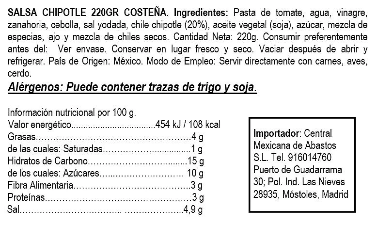 Salsa Chipotle 220 g - La Costeña - Imagen 2
