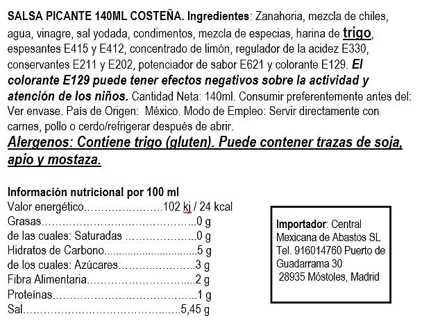 Salsa Picante 140 g - La Costeña - Imagen 2