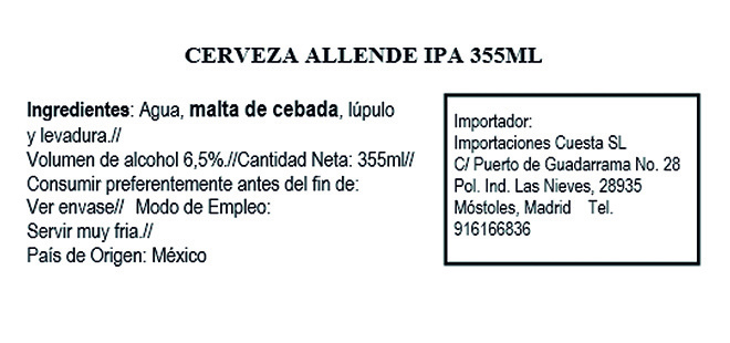 Cerveza Allende IPA 355 ml - Imagen 2