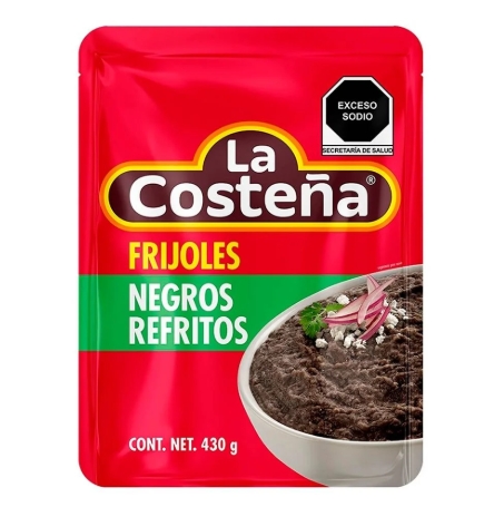 Frijoles negros refritos en bolsa 430 g - La Costeña