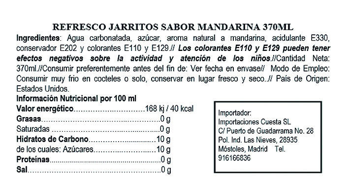 Refresco sabor Mandarina - Jarritos - Imagen 2