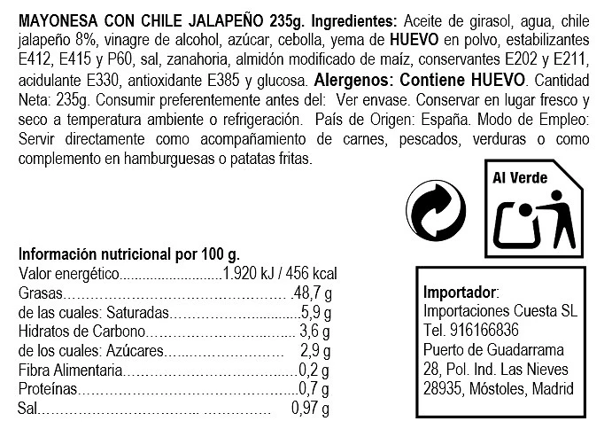 Mayonesa de Jalapeño 230 ml - A La Mexicana - Imagen 2