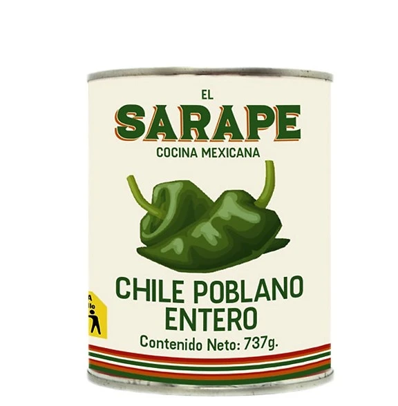 Chiles Poblanos enteros 737g - El Sarape