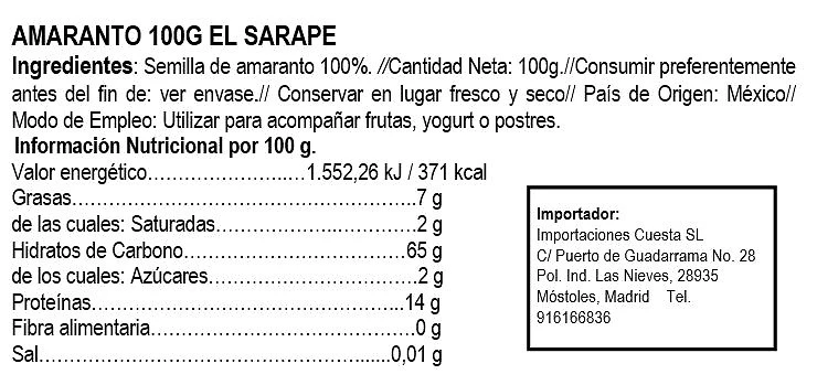 Amaranto - El Sarape 100gr - Imagen 2