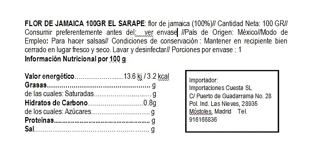 Flor de Jamaica 100 g - El Sarape - Imagen 2