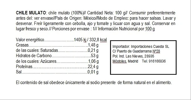 Chile Seco Mulato - 100g - Imagen 2