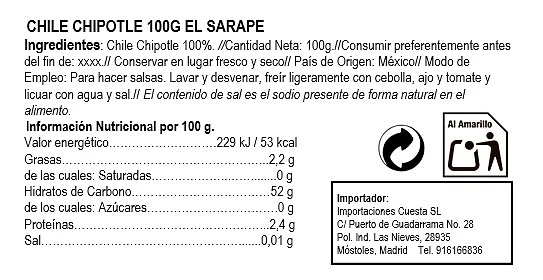 Chile Seco Chipotle Meco - 100g - Imagen 2
