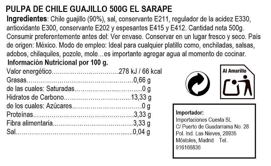 Pulpa de Chile Guajillo 500g - El Sarape - Imagen 2