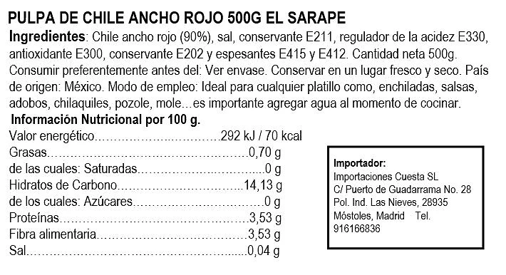 Pulpa de Chile Ancho 500g - El Sarape - Imagen 2
