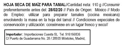 Hoja de Maíz para Tamales 60 Hojas - El Sarape - Imagen 2