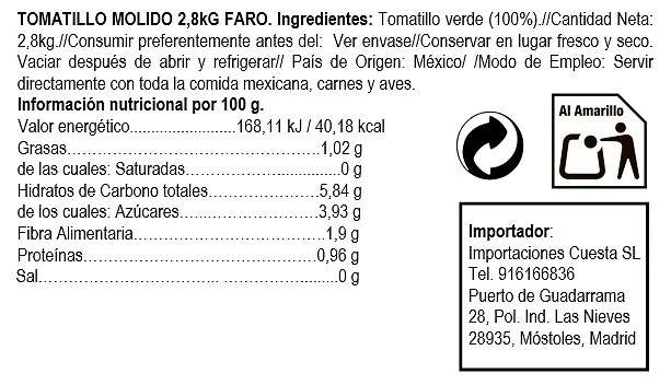 Tomate Verde Molido 2,8Kg - El Faro - Imagen 2