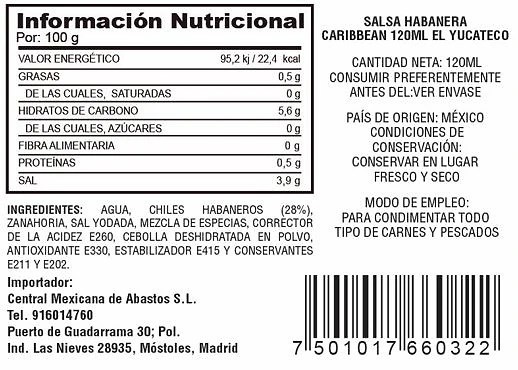 Salsa Habanero Caribbean 120 ml - El Yucateco - Imagen 2