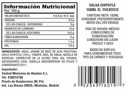 Salsa Chipotle 150ml - El Yucateco - Imagen 2